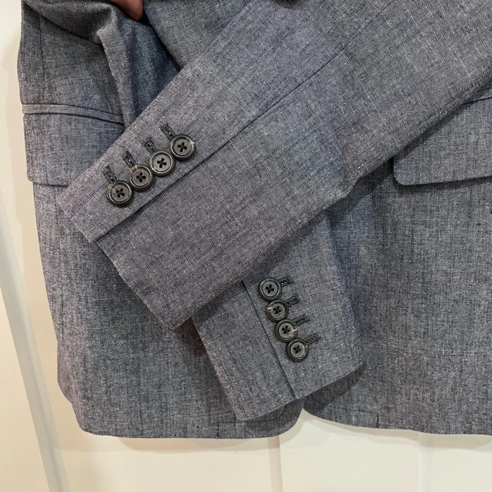 LIKE NEW J. Crew Regent Chambray Cotton Suit Jacket Blazer Coat 2 TALL